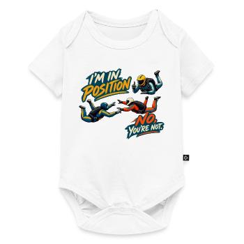 Lustige Formation beim Fallschirmspringen – ich bin in Position, kein Yo - Baby Premium Kurzarmbody - Weiß - Vorne