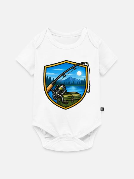 Seeangeln bei Abendlicht - Baby Premium Kurzarmbody - Weiß