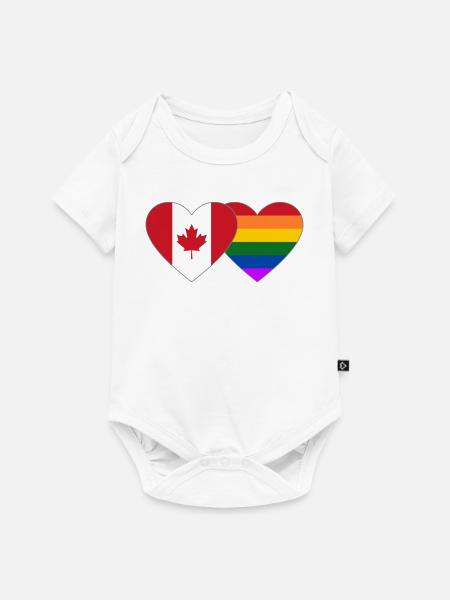 Kanada Regenbogen Flagge Herz - Baby Premium Kurzarmbody - Weiß