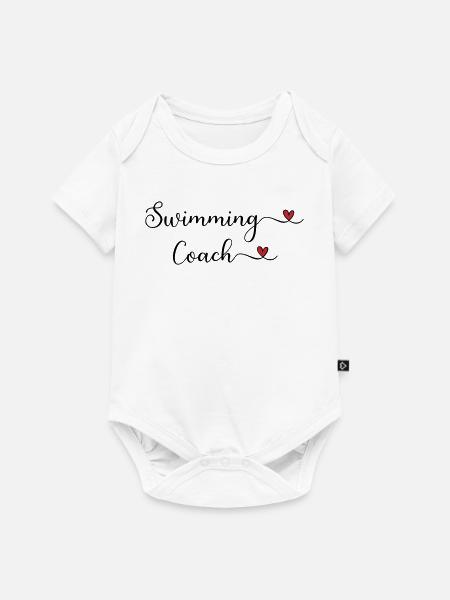 Schwimmtrainer-Typografie mit Herz - Baby Premium Kurzarmbody - Weiß