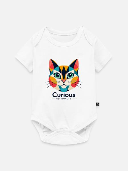 Farbenfrohe Geometrische Katzenmaske - Baby Premium Kurzarmbody - Weiß