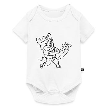 Niedlicher Corgi-Baseballspieler-Hund-Umriss - Baby Premium Kurzarmbody - Weiß - Vorne