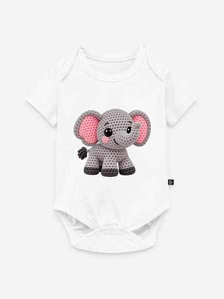 Amigurumi Elefant Kuscheltraum - Baby Premium Kurzarmbody - Weiß
