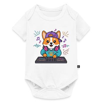 Süßer Corgi-DJ mit Kopfhörern Lustiger Musikliebhaber - Baby Premium Kurzarmbody - Weiß - Vorne
