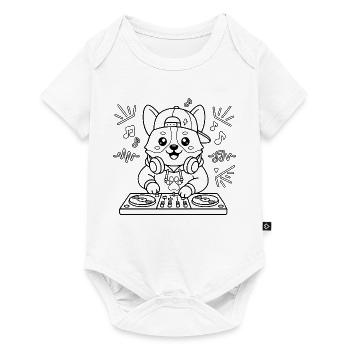 Niedliche Corgi-DJ-Musik-Gliederung Lustiges Hundeliebhaber-Geschenk - Baby Premium Kurzarmbody - Weiß - Vorne