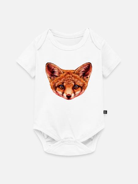 fuchsbaby Kopf Illustration - Baby Premium Kurzarmbody - Weiß