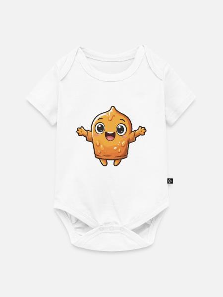 Fröhliche Orangene Blob-Figur - Baby Premium Kurzarmbody - Weiß