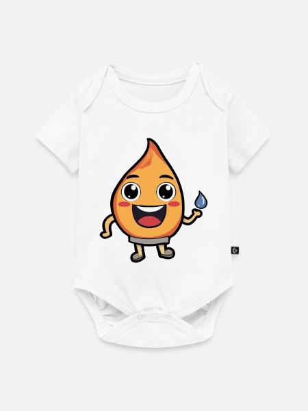 Pfirsichheld mit Wassertropfen - Baby Premium Kurzarmbody - Weiß