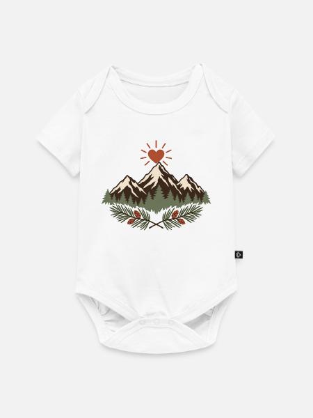 Kompass und Berge – Berge - Baby Premium Kurzarmbody - Weiß