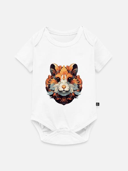 Hamster Kopf Bunte Ornamente - Baby Premium Kurzarmbody - Weiß