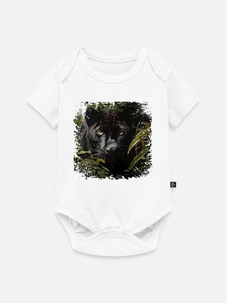 Dschungelpanther mit Goldaugen - Baby Premium Kurzarmbody - Weiß