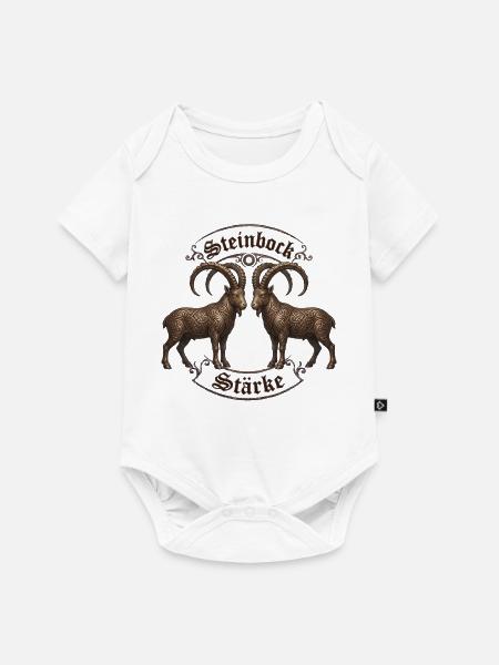 Steinbock Stärke Ornamentziegen - Baby Premium Kurzarmbody - Weiß