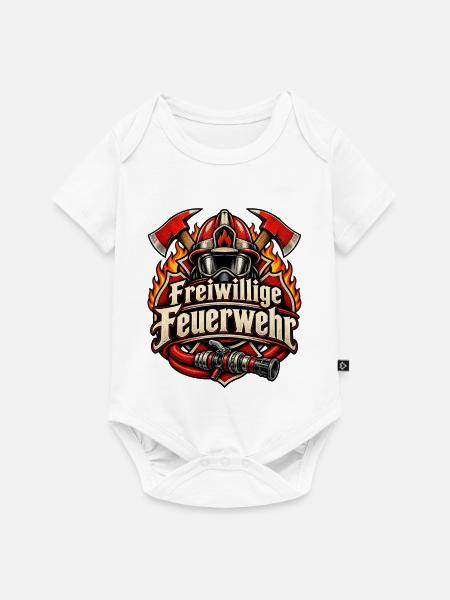 Freiwillige Feuerwehr Helm Äxte & Schlauch - Baby Premium Kurzarmbody - Weiß