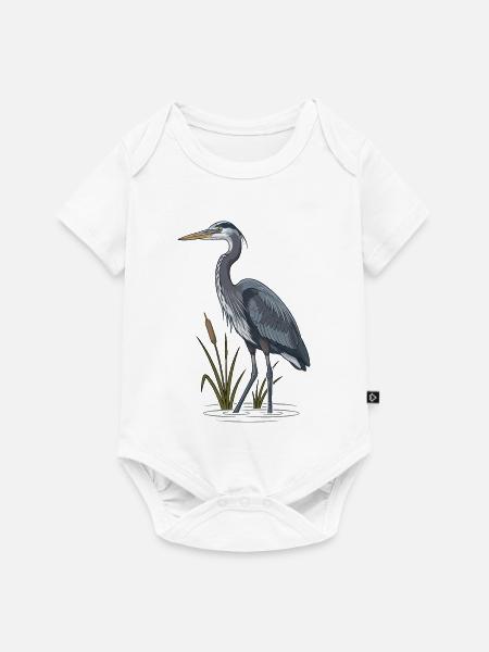 Blaureiher Sumpf Rohrkolben - Baby Premium Kurzarmbody - Weiß