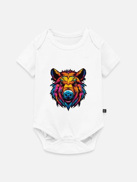 Wildschwein Bunt - Baby Premium Kurzarmbody - Weiß