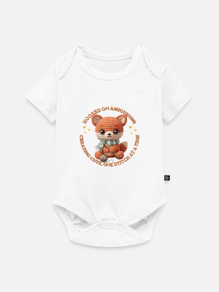 Amigurumi-Fuchs mit Draht - Baby Premium Kurzarmbody - Weiß