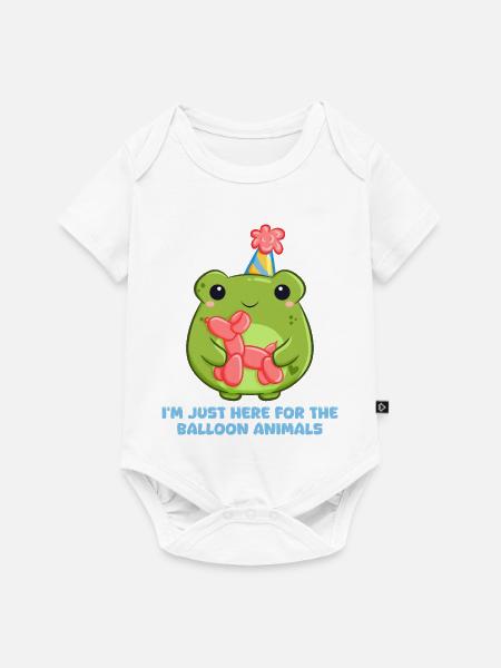 Fröhlicher Frosch mit Ballonhund Party - Baby Premium Kurzarmbody - Weiß