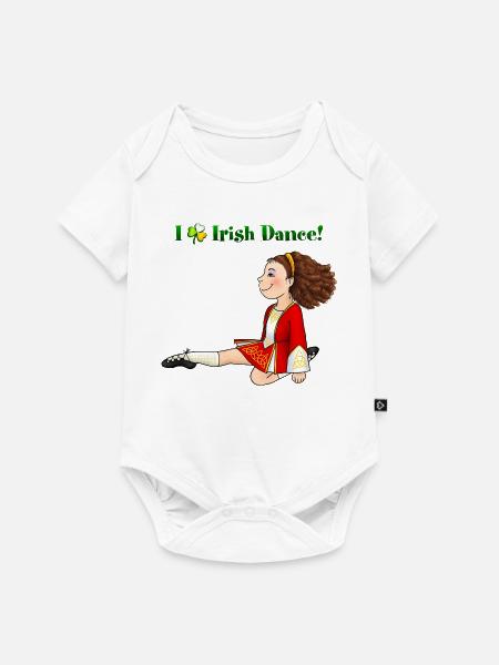 Irisches Tanzmädchen im roten Kleid - Baby Premium Kurzarmbody - Weiß
