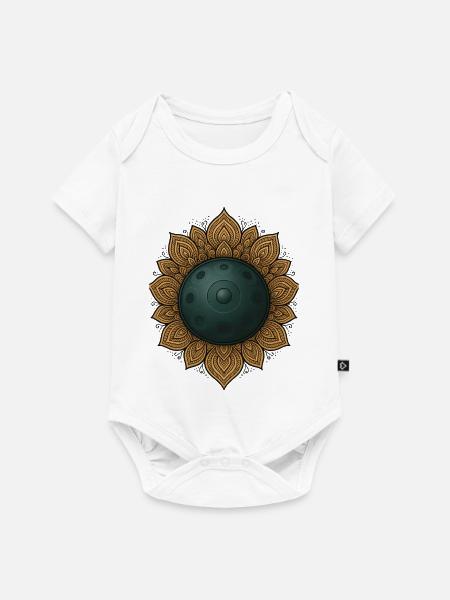 Handpan Mandala Klangmeditation Achtsamkeit - Baby Premium Kurzarmbody - Weiß