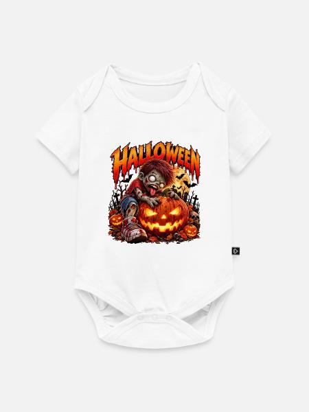 Zombie-Kind am Halloween-Pumpkin - Baby Premium Kurzarmbody - Weiß