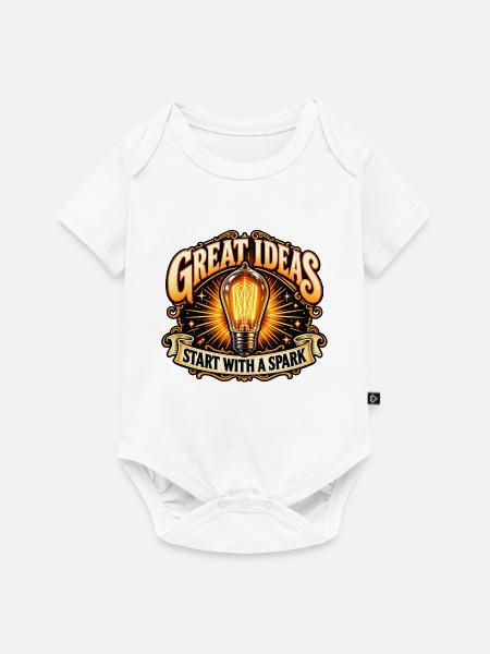 Große Ideen Beginnen Mit Funken - Baby Premium Kurzarmbody - Weiß