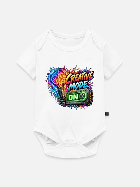 Kreativer Modus Neon Druck - Baby Premium Kurzarmbody - Weiß