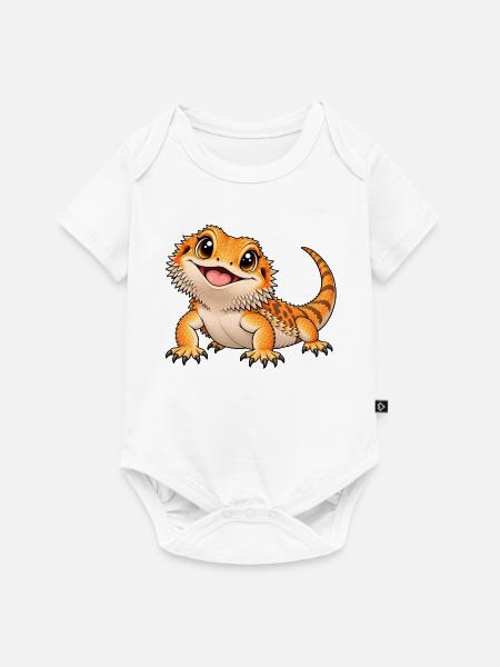 Bartagame Kawaii Style – Süße Echse - Baby Premium Kurzarmbody - Weiß