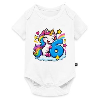 Regenbogen Unicorn Geburtstag 6 - Baby Premium Kurzarmbody - Weiß - Vorne
