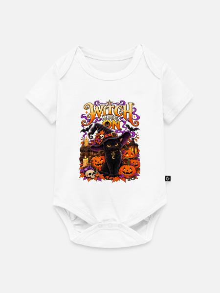 Witch Mode On Halloween Katze Hexenkatze - Baby Premium Kurzarmbody - Weiß