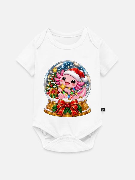 Kuscheldrachen Santa im Schneekugel - Baby Premium Kurzarmbody - Weiß