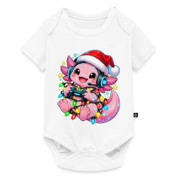 Gaming Weihnachtsdrache mit Lichtern - Baby Premium Kurzarmbody - Weiß - Vorne