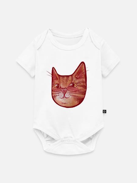 Karmesinrotes Katzen-Aquarellgesicht - Baby Premium Kurzarmbody - Weiß