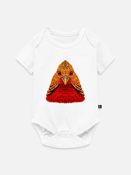 gold fasan ethno Stil, Feuerfeder Vogelkopf - Baby Premium Kurzarmbody - Weiß