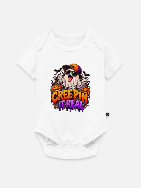 Creep It Real Halloween Ghost - Baby Premium Kurzarmbody - Weiß