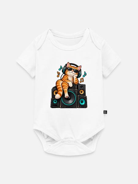 KatzenDJ auf Lautsprechern - Baby Premium Kurzarmbody - Weiß