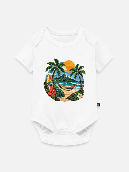 Inseltraum Strandhimmel Hängematte - Baby Premium Kurzarmbody - Weiß