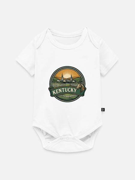Kentucky Bluegrass Pferd Retro Reiseabzeichen - Baby Premium Kurzarmbody - Weiß