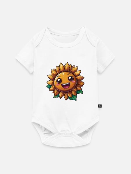 Sonnenblume mit freundlichem Lächeln - Baby Premium Kurzarmbody - Weiß