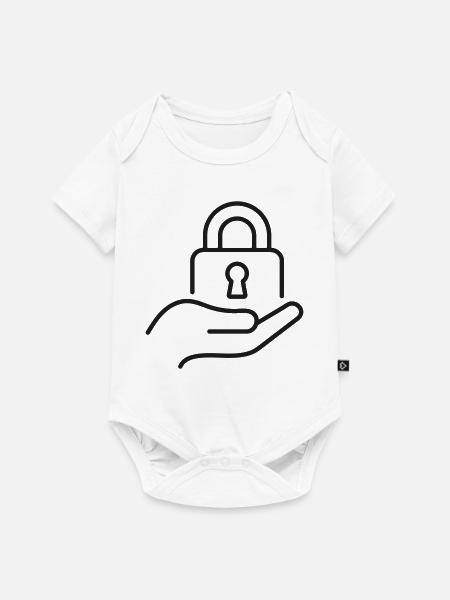 Vorhängeschloss-Symbol in der Handlinie - Baby Premium Kurzarmbody - Weiß