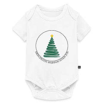 Mein erstes Weihnachten 2026 Baby Weihnachtsbaum - Baby Premium Kurzarmbody - Weiß - Vorne