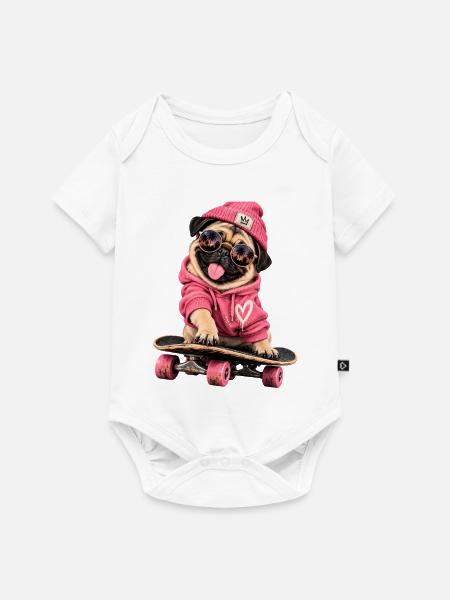 Mops Hund süßer Mops niedlicher Mops - Baby Premium Kurzarmbody - Weiß