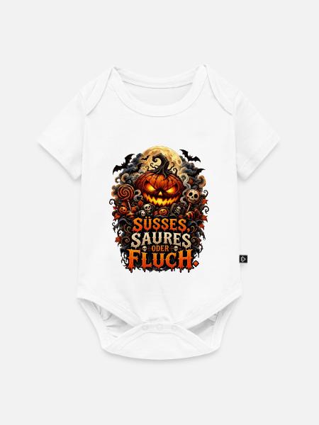 Süßes Saures oder Fluch Halloween - Baby Premium Kurzarmbody - Weiß