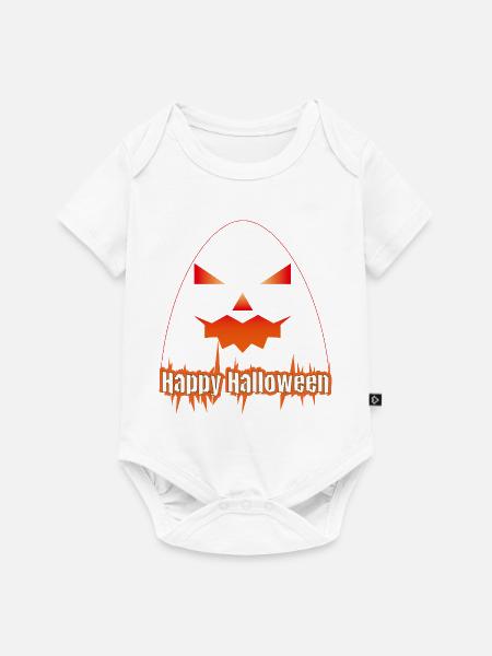 Halloween Kürbis-Gesicht mit Text - Baby Premium Kurzarmbody - Weiß