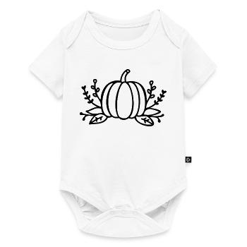 Line Art Kürbis Halloween Herbst - Baby Premium Kurzarmbody - Weiß - Vorne