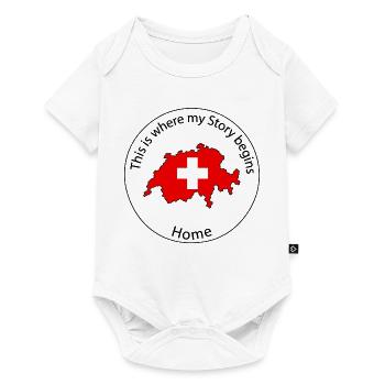 Schweiz - This is where My Story beginns - Baby Premium Kurzarmbody - Weiß - Vorne