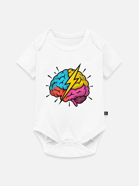 Flash Brain – Gehirn & Blitz im Pop-Art-Look - Baby Premium Kurzarmbody - Weiß
