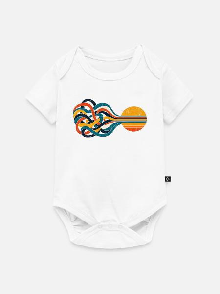 Streams to Sun – Retro-Sonne & verschlungene Linie - Baby Premium Kurzarmbody - Weiß