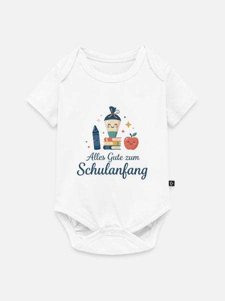 Schulanfang: Lächelnde Schulutensilien - Baby Premium Kurzarmbody - Weiß