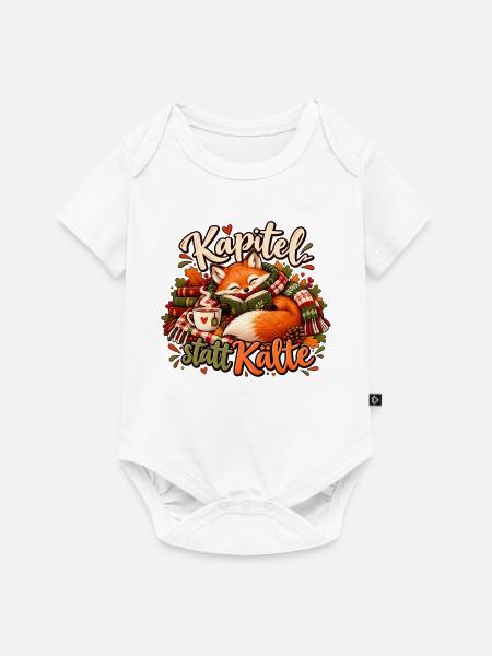 Kapitel statt Kälte – Lesender Fuchs Cozy Herbst - Baby Premium Kurzarmbody - Weiß