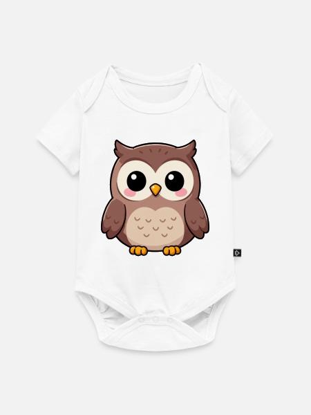 Niedliche Eule Kawaii Geschenk  - Baby Premium Kurzarmbody - Weiß